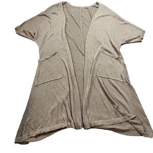 New G Womens One Size Tan Duster Cardigan Knit Open Front Big Pockets